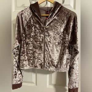 velour crop hoodie